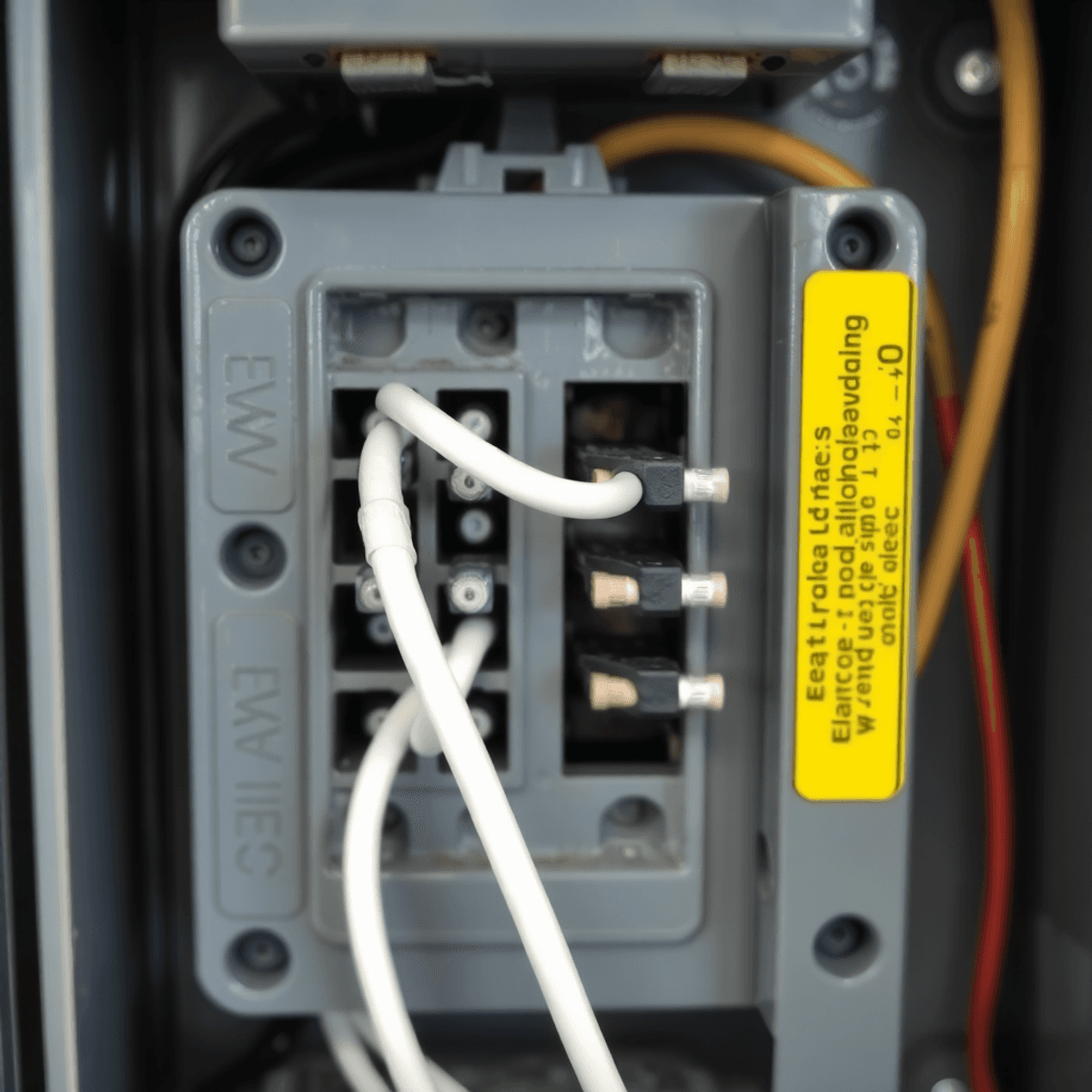 Close-up of neatly organized home circuit breaker panel showing securely connected neutral and earth wires, symbolizing electrical safety and prope...